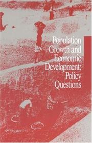 Cover of: Population Growth and Economic Development: Policy Questions
