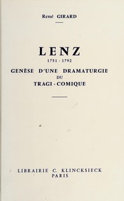 Cover of: Lenz, 1751-1792: genèse d'une dramaturgie du tragi-comique