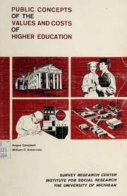 Cover of: Public concepts of the values and costs of higher education