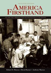 Cover of: America Firsthand: Volume Two: Readings from Reconstruction to the Present