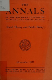 Cover of: Social theory and public policy