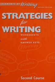 Cover of: Strategies for Writing Worksheets with Answers Keys First Course (Elements of Writing Revised Edition)