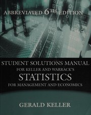 Cover of: Student Solutions Manual for Keller And Warrack's Statistics: For Management And Economics, Abbreviated Edition
