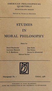 Cover of: Studies in moral philosophy
