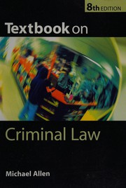 Cover of: Textbook on criminal law by Allen, M. J.