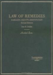 Cover of: Law of remedies: damages, equity, restitution
