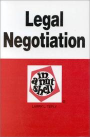 Cover of: Legal negotiation in a nutshell