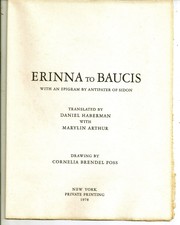 Cover of: Erinna to Baucis: with an epigram by Antipater of Sidon