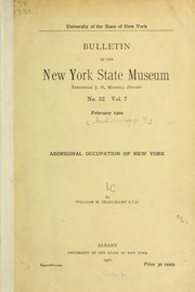 Cover of: Aboriginal occupation of New York...