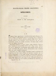 Cover of: Algologiae maris Ligustici specimen by Giuseppe De Notaris