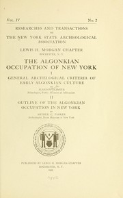 Cover of: The Algonkian occupation of New York.