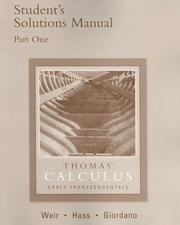 Cover of: Thomas' Calculus Early Transcendentals; Student's Solutions Manual; Part One