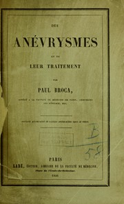 Cover of: Des aneurysmes et de leur traitement