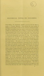 Cover of: Historical notes on poisoning