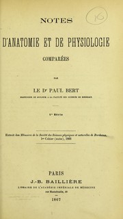 Cover of: Notes d'anatomie et de physiologie comparées