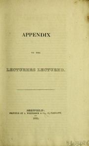 Cover of: Appendix to the lecturers lectured
