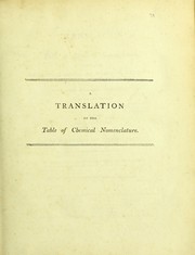Cover of: A translation of the table of chemical nomenclature