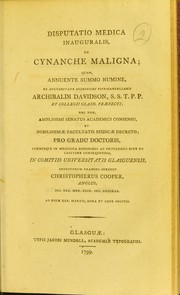 Cover of: Disputatio medica inauguralis, de cynanche maligna ...