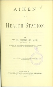 Aiken as a health station by William H. Geddings