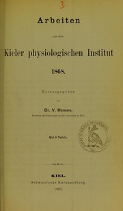 Cover of: Arbeiten aus dem Kieler physiologischen Institut 1868