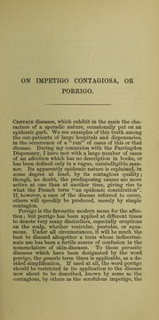 On impetigo contagiosa, or porrigo by Tilbury Fox