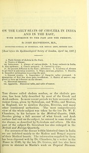 Cover of: The early seats of cholera in India, and in the east: with reference to the past and the present