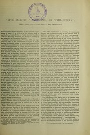 Cover of: "Optic neuritis," "choked disc," or "papilloedema": treatment, localizing value, and pathology : a paper delivered before the Section of Ophthalmology of the British Medical Association at Belfast, July, 1909