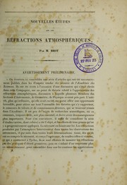 Cover of: Nouvelles études sur les réfractions atmosphériques
