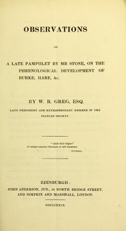 Cover of: Observations on a late pamphlet by Mr. Stone, on the phrenological development of Burke, Hare, etc