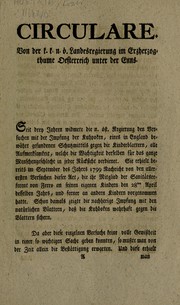 Cover of: Circulare von der kaiserl. königl. Landesregierung im Erzherzogthume Oesterreich unter der Enns: 20ten Marz 1802