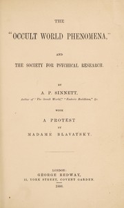 Cover of: The "occult world phenomena" and the Society for Psychical Research by Alfred Percy Sinnett