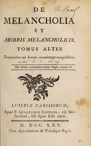 Cover of: De melancholia et morbis melancholicis
