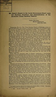 Cover of: Mr. Spear's report to the Local Government Board upon the sanitary condition and administration of the Rochester urban sanitary district