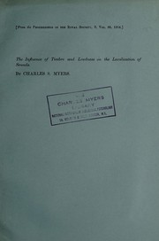 Cover of: The influence of timbre and loudness on the localization of sounds