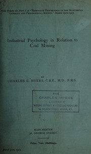 Cover of: Industrial psychology in relation to coal mining