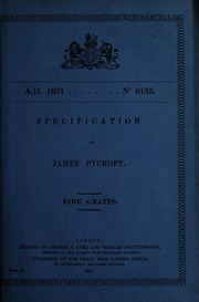 Cover of: Specification of James Pycroft: fire grates