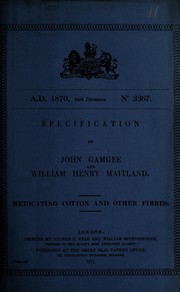 Specification of John Gamgee and William Henry Maitland by John Gamgee