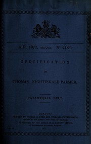 Cover of: Specification of Thomas Nightingale Palmer by Thomas Nightingale Palmer