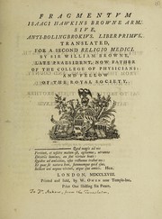 Cover of: Fragmentum Isaaci Hawkins Browne ... sive, Anti-Bolingbrokius