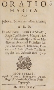 Cover of: Oratio habita ad publicam scholarum instaurationem