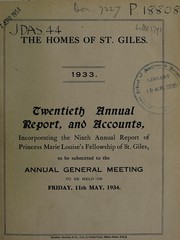 Cover of: Twentieth annual report and accounts: 1933