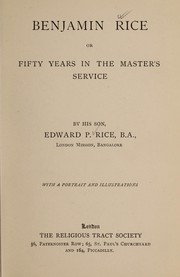 Cover of: Benjamin Rice, or, Fifty years in the Master's service