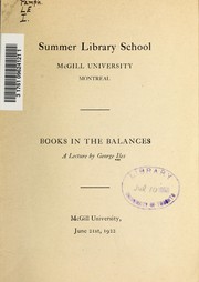 Cover of: Books in the balances: a lecture.