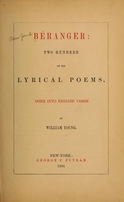 Cover of: Béranger: two hundred of his lyrical poems