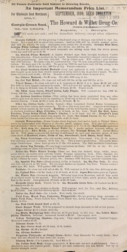 Cover of: An important memorandum price list: September, 1899, seed bulletin