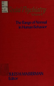 Cover of: Social psychiatry by Masserman, Jules Hymen