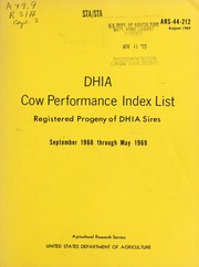 Cover of: DHIA cow performance index list: registered progeny of DHIA sires, September 1968 through May 1969
