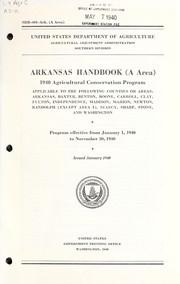 Cover of: Arkansas Handbook (A Area): 1940 Agricultural Conservation Program