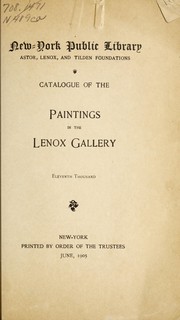 Cover of: Catalogue of the paintings in the Lenox gallery