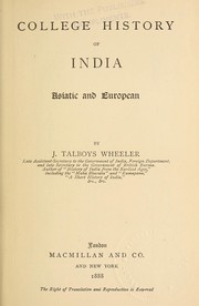 Cover of: College history of India by James Talboys Wheeler